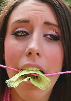 Sexy teen girl roped and fucked hard outdoor